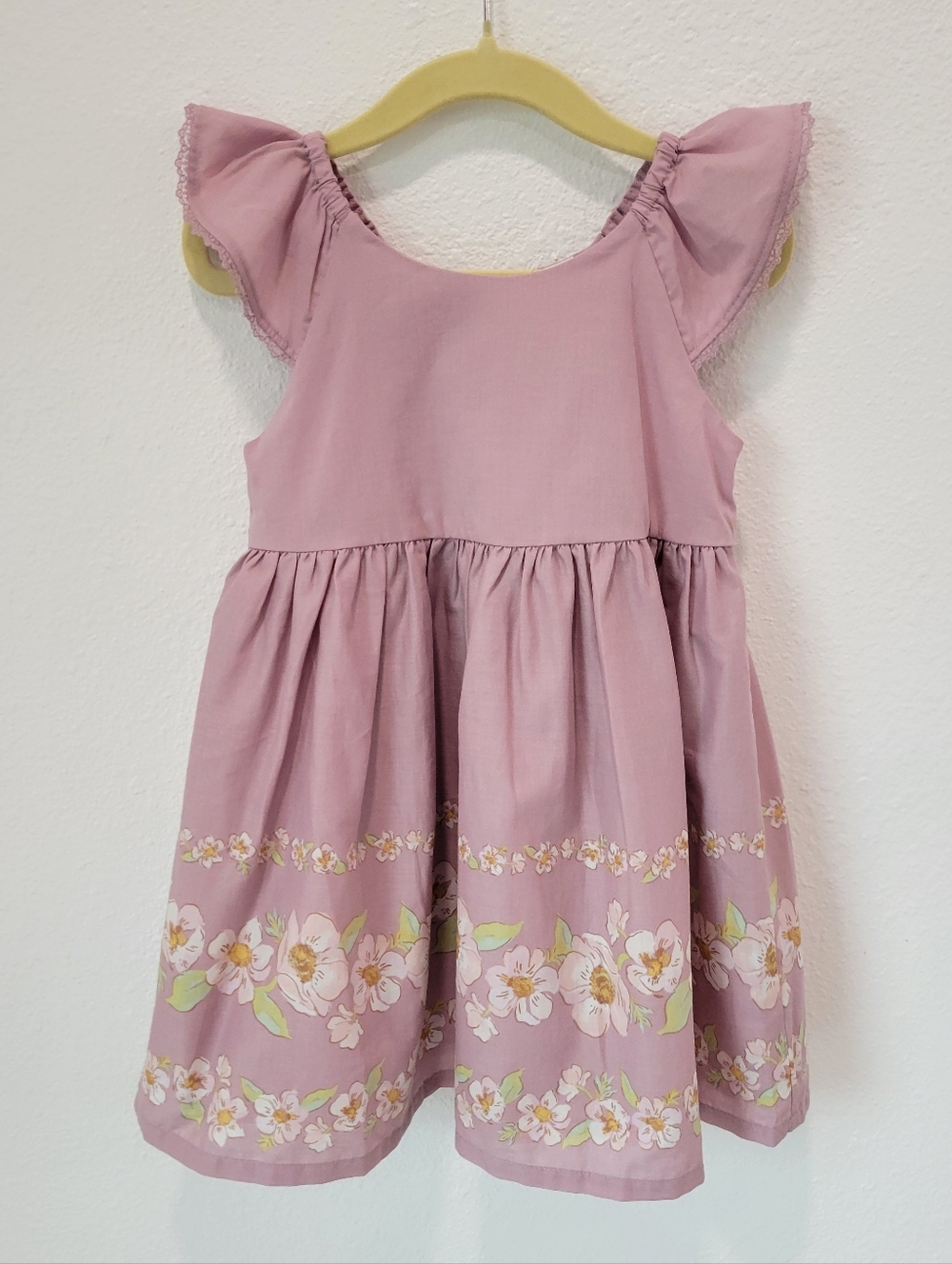 OshKosh B’gosh Baby Girl Dress 24M Pink Purple Floral Ruffle Cotton Spring Dress